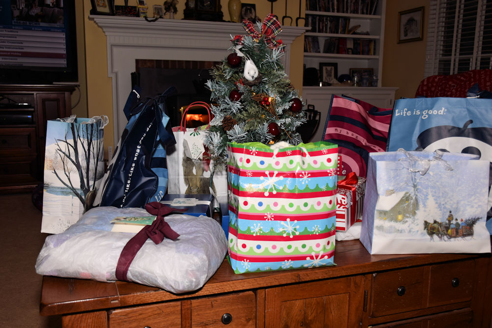 gifts and small christmas tree